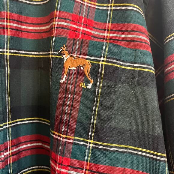 Ralph Lauren VTG 90's Boxer Logo Men's XL Plaid Button Down Shirt Classic Fit - Picture 8 of 11